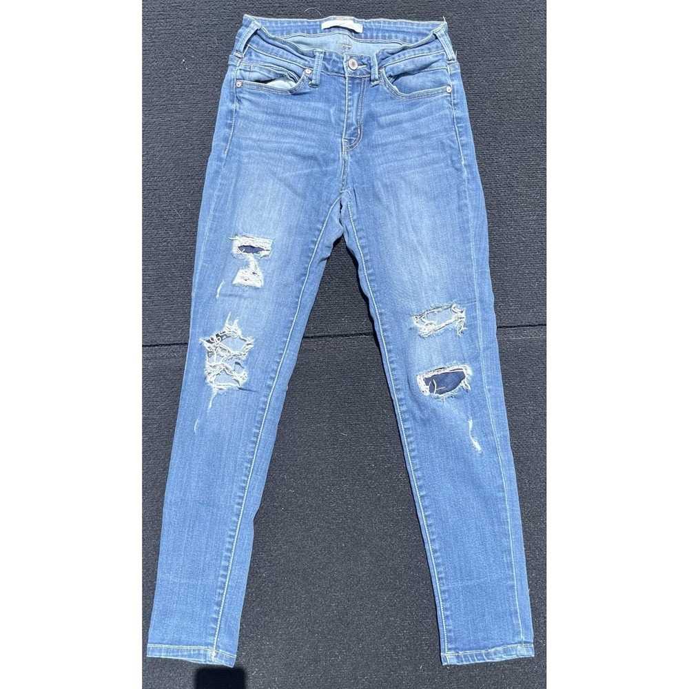 KanCan Jeans Womens 5/26 Blue Medium Wash Distressed Skinny Stretch Denim